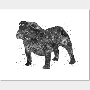 british bulldog black and white Posters and Art